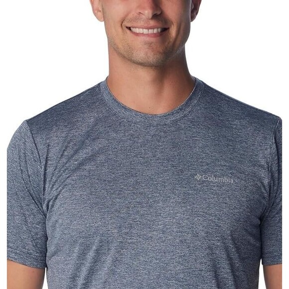 Columbia Men's Hike Moisture-Wicking Crew Neck T-shirt Navy Blue Heather XXL - Picture 2 of 4